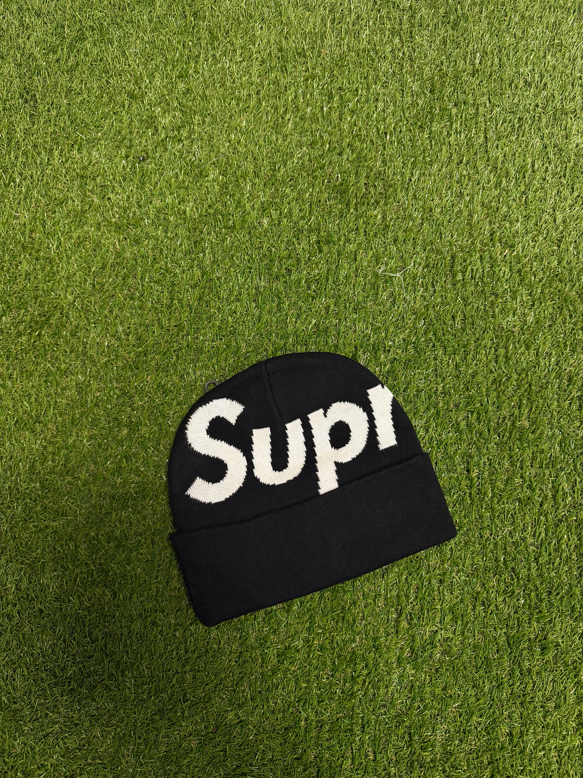 black and white beanie
