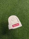 Cream and Red Beanie